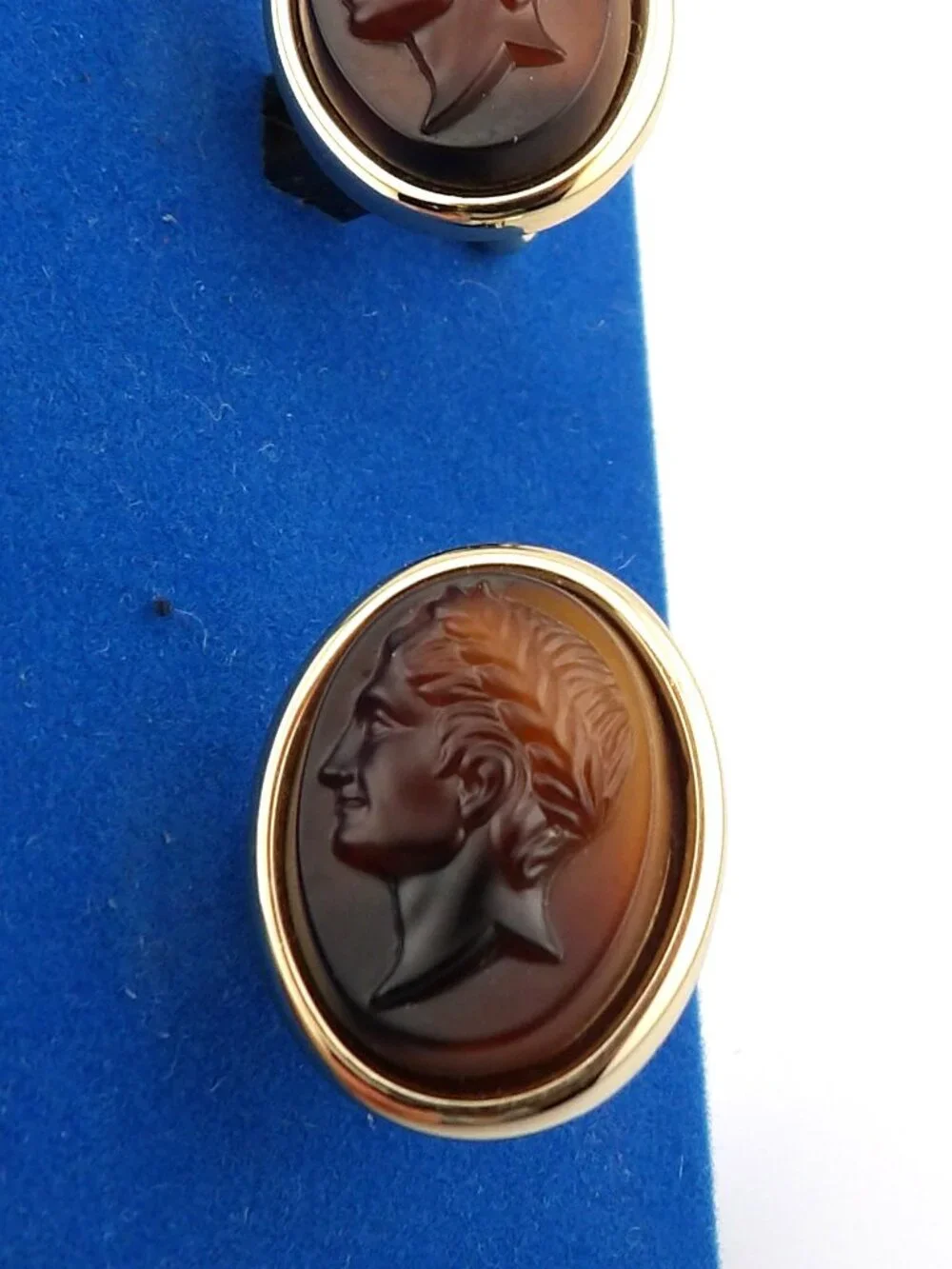 Vintage Swank Tivoli Cameo Cufflinks Trojan Soldier Profile